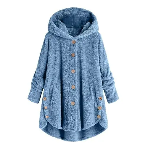Produktbild: Winterjacke Damen Outdoor Warm Wintermantel Weiss Wintermantel Bunt Lammfellmantel Damen Damen Wollmantel Winter Damen Winterjacke Warm Wollmantel Damen Winter Lang Wintermantel Blau 3Xl