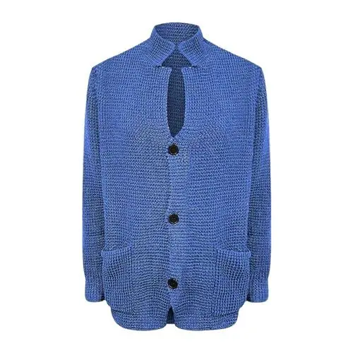 Produktbild: JUZILO Cardigan Herren Strick Stehkragen Pullover Strickjacke Lässige Locker Dehnbar Jacke Plus Size mit Knopfleiste und Taschen