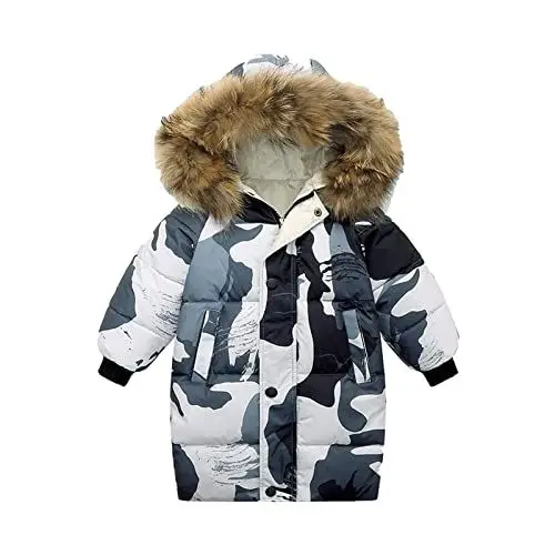 Produktbild: Winterjacke Mädchen Daunenjacken Warm Mantel Verdickte Steppjacke Wintermantel Jacken Puffer Jacket Thermo Kapuzenjacke Bequem Daunenmantel Weiche Outdoorjacke Warehouse Deals Angebote Grau, 4-5 Jahre