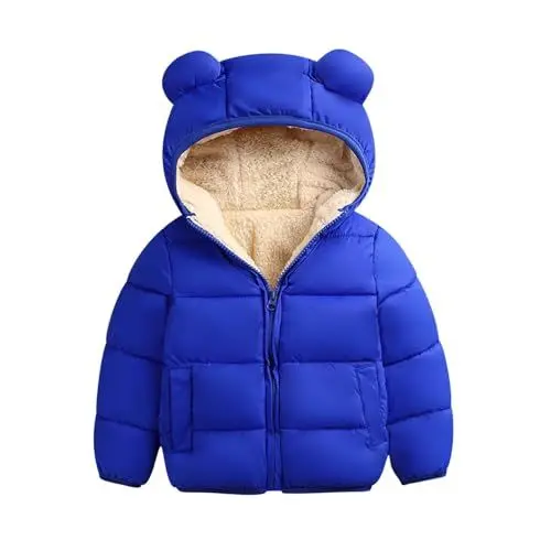 Produktbild: Winterjacke Mädchen Daunenjacken Warm Mantel Wintermantel Gefütterte Steppjacke Kapuzenjacke Jacken Thermo Outdoorjacke Lässiger Daunenmantel Mode Thermojacke Angebote Blau, 2 Jahre