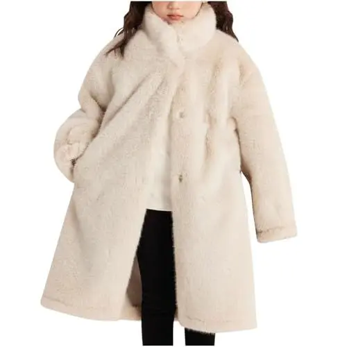 Produktbild: Winterjacke Mädchen Teddy Fleecejacke Warm Mantel Verdickte Wintermantel Weiche Jacken Trenchcoat Coat Plüschjacke Outdoorjacke Overcoat Stehkragen Outwear Meine Bestellungen Anzeigen Beige,120