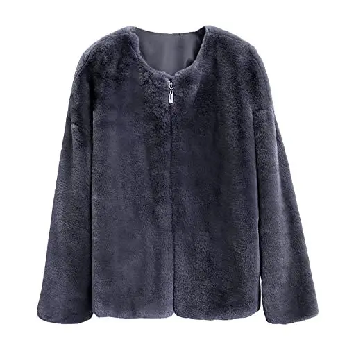 Produktbild: Winterjacke Teenager MäDchen Mantel Damen Cardigan Dicker Damenmantel Mantel Wintermantel Solide Jacke Warmer Außenmantel Damenmantel Kurzmantel Wolle Damen Teddy Jacke Damen (Grey, XXXL)