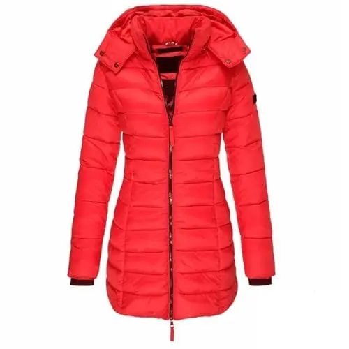 Produktbild: Winterjacke Wintermantel Damen Warm Mantel Damen Winter Daunenjacke Winter Parka Damen Lange Wintermantel Elegant Oversized Zipper Hoodie Trend Hemd Trenchcoat Puffer Jacke Kuscheljacke(Red,M)