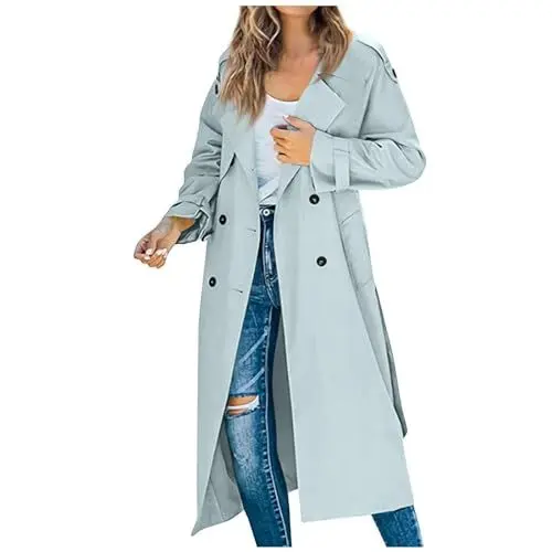 Produktbild: Wintermantel Damen Lang Damen-Jacken Elegant Jacke Damen Outdoor Parka Langer Trenchcoat Für Frauen Winterjacke Damen Warm Damen Mantel Winter Winter übergangsjacke Zweireihiger Windbreaker