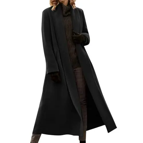 Produktbild: Wintermantel Damen Lang Mantel Damen Winter Wollmantel Umlegekragen Strickjacken Damen Winterjacke Damen Warm Cardigan Elegant Strickmantel Windbreaker Trenchcoat Frauen Business Blazermantel