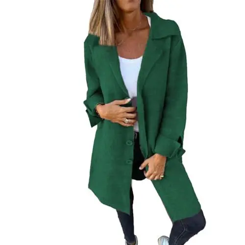 Produktbild: Wintermantel Damen Mittellang Wolle Elegant Wollmantel Winter Winterjacke Frauen Warm Windbreaker Mit Knöpfen Tweed Jacke Revers Mantel Casual Damenmantel Einfarbig Übergangsjacke Trenchcoat