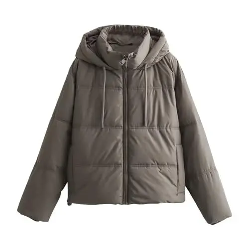 Produktbild: Wintermantel Damen Warm Frauen Mantel Frauen Jacke Winter Warme Mit Kapuze Jacke Solide Weiß Weibliche Zipper Mantel Lose Übergroßen Frauen Kurze Top Winter Jacket for Women Mantel Damen (Green, S)