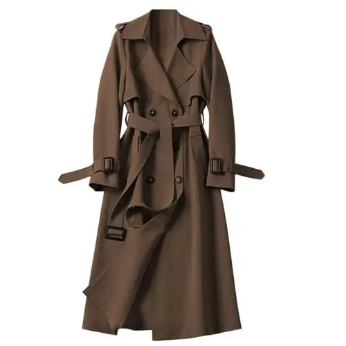 Produktbild: Generisch wintermantel damen lang weiß Trenchcoat Lang Wintermantel Winddichter Windjacke Zweireiher Jacke Übergangsmantel Klassische Mantel Herbst Frühling Frauenmantel Damenmantel teddyjacke damen