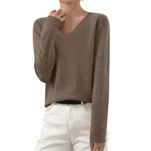 Produktbild: Winterpullover Damen Warm Pullover Wintern Schöne Hausanzug Langen Ärmeln Lang Jersey Einfarbige Weiblich Braun M