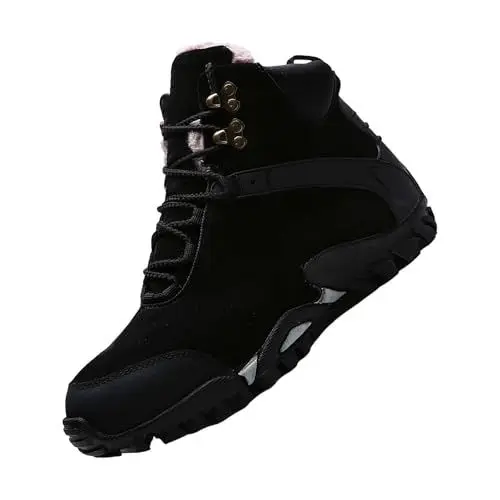 Produktbild: Winterschuhe Herren Damen Leder Casual Winterstiefel Anti-Punktur Outdoor Boots Warm Gefütterte Schneestiefel Urban Knöchelhohe Sneaker Wanderstiefel Sicherheitsschuhe Schlüpfen Schuhe