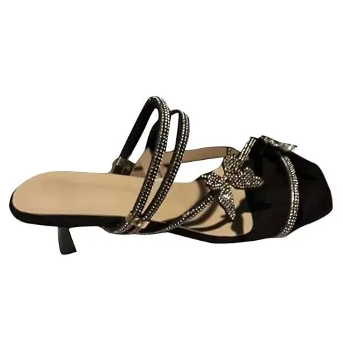 Produktbild: Winterschuhe mädchen 2024 Sommer Keilsandaletten für Damen einfarbig römische Sandalenschuhe mit mittlerem Absatz offener Zehenbereich klobiger Absatz Flip-Flops R-390 Black 38