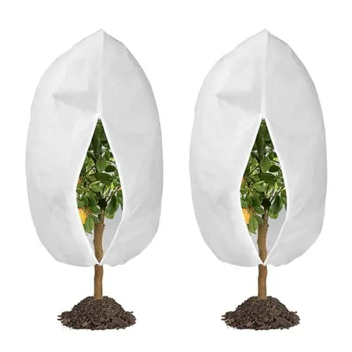 Produktbild: Winterschutz für Pflanzen, 120 x 178 cm Pflanzenschutz winter draußen Frostschutz Für Kübelpflanzen, mit Reißverschluss Zugband Für Palmen, Olivenbaum, Wiederverwendbar Wintervlies 2 Stück,70g/m²