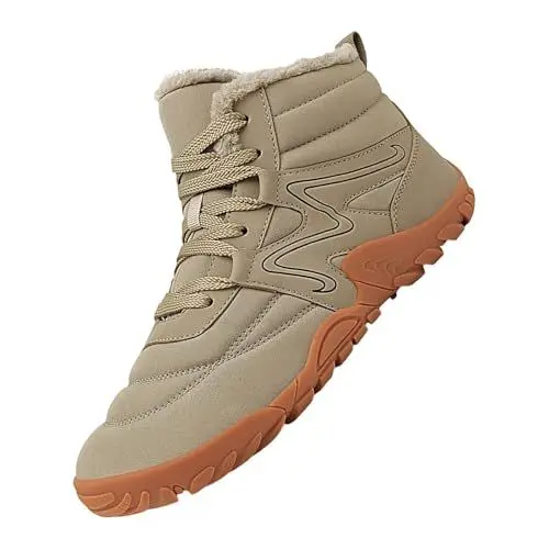 Produktbild: Winterstiefel Damen Herren Warm Gefütterte Outdoor Boots Leder Fashion Stiefeletten Wasserdicht Schlüpfen Knöchelhohe Winterschuhe Bequem Wanderstiefel Leichte Trekking Wanderschuhe