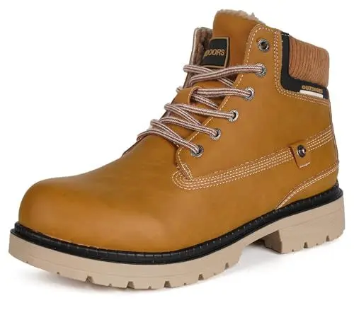 Produktbild: Winterstiefel Herren Winterschuhe Damen Warm Gefütterte Stiefeletten Wasserdicht Boots,Dunkelgelb D,EU39