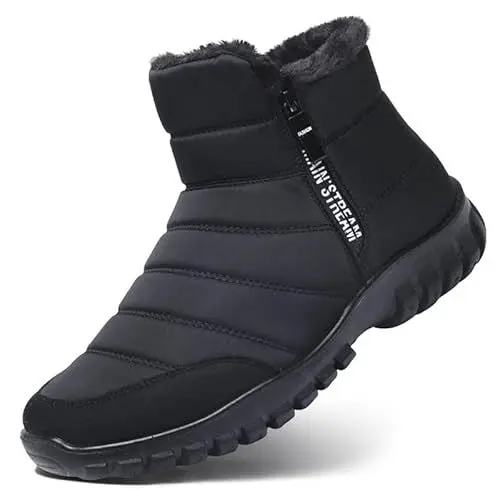 Produktbild: Winterstiefel Herren Winterschuhe Schneestiefel Warm Gefüttert Wanderschuhe Schneestiefel Wanderschuhe Rutschfest Trekkingschuhe Stiefel Outdoor Wanderstiefel Leichte Boots Schwarz EU45