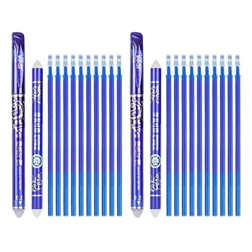 Produktbild: Winthai Radierbarer Kugelschreiber Blau Gelschreiber, 24 Erasable Pen Set, 2 Tintenroller Gelstifte + 20 Nachfüllungen 0,5mm +2 Radierstift Sticks, Schulsachen Für Schüler Kinde Büromaterial