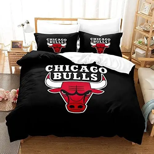 Produktbild: WINUO Basketball-Mannschaft Bettwäsche Sets 200x200cm, Bettbezug mit 2 Kissenbezug 80 x 80cm Mikrofaser,3-Teiliges Set