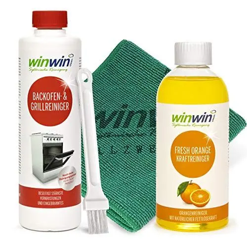 Produktbild: winwinCLEAN FRESH ORANGE 500ML + BACKOFENREINIGER 500ML + PINSEL + UNIVERSALTUCH