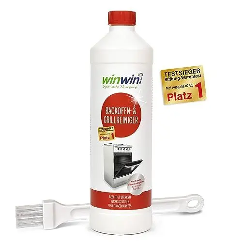 Produktbild: winwinCLEAN - Backofenreiniger & Grillreiniger 1000ml + Pinsel I Löst eingebranntes und starke Verschmutzungen I extrem stark I Testsieger Stiftung Warentest I selbstarbeitender Reiniger und Fettlöser