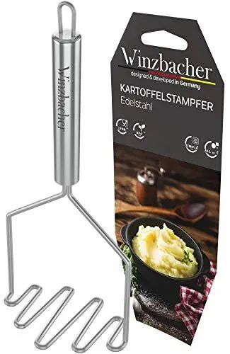 Produktbild: Winzbacher - Edelstahl Kartoffelstampfer (Spülmaschinenfest) ideal zum Pürieren oder Stampfen von Kartoffel, Gemüse oder Obst | Stampfer | mit praktischer Aufhängeöse