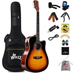 Produktbild: Winzz 4/4 Elektro-Akustische Gitarre, Westerngitarre Set Erwachsene Anfänger, Akustikgitarre 41 Zoll mit 4-Band-Equalizer (Dreadnought,Glänzend)
