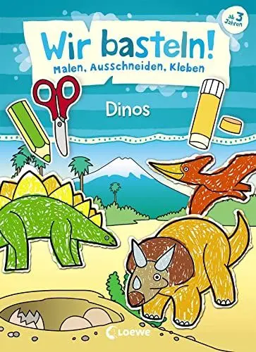Produktbild: Wir basteln! - Malen, Ausschneiden, Kleben - Dinos: Beschäftigung für Kinder ab 3 Jahre