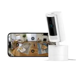 Produktbild: Wir stellen vor: Bewegliche Ring-Innenkamera (Pan-Tilt Indoor Camera) von Amazon | Plug-in-Sicherheitskamera für Haustierbesitzer | 360° schwenkbar, 169° neigbar | 30 Tage Ring Protect
