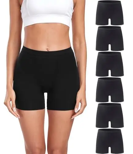 Produktbild: wirarpa Damen Panties Boxershorts Radlerhose Damen Kurze Modal Unterhose für unter Kleider 6er Pack Schwarz Größe L