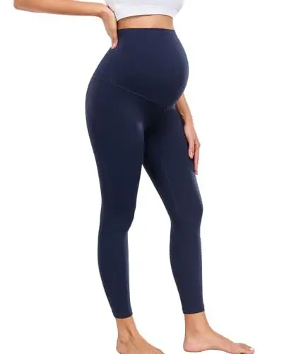 Produktbild: wirarpa Damen Umstandsleggings High Waist Schwangerschaftsleggings Blickdichte Weich Elastisch Umstandsmode Yoga Leggings Marineblau Größe M