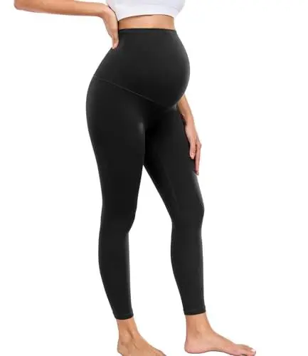 Produktbild: wirarpa Damen Umstandsleggings High Waist Schwangerschaftsleggings Blickdichte Weich Elastisch Umstandsmode Yoga Leggings Schwarz Größe XL