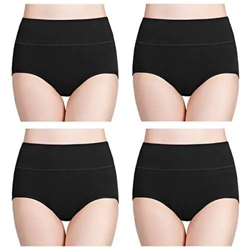 Produktbild: wirarpa Damen Unterhosen Baumwolle Slips Damen Hoher Taille Atmungsaktive Taillenslip Wochenbett Unterwäsche Mehrpack Größen 32-58, Schwarz, Medium (38/40)