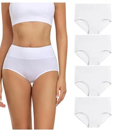 Produktbild: wirarpa Damen Unterhosen Baumwolle Slips Damen Hoher Taille Atmungsaktive Taillenslip Wochenbett Unterwäsche Mehrpack Größen 32-58, Weiß, Large (42/44)