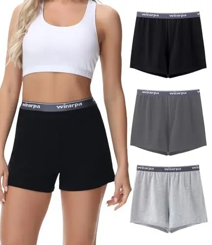 Produktbild: wirarpa Kurze Schlafhose Damen Baumwolle Pyjamahose Frauen Weicher Schlafshorts Bequeme Weite Kurze Hosen 3er Pack Schwarz/Dunkelgrau/Meliertgrau Größe L