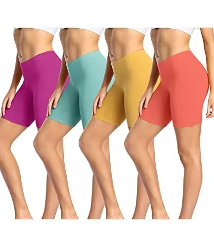 Produktbild: wirarpa Radlerhose Damen Kurz Baumwolle Boxershorts Unter Kleid Rock Unterhosen mit Bein Anti Scheuern Kurz Leggings 4er Pack Mehrfarbig Größe XL