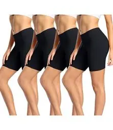 Produktbild: wirarpa Radlerhose Damen Kurz Baumwolle Boxershorts Unter Kleid Rock Unterhosen mit Bein Anti Scheuern Kurz Leggings 4er Pack Schwarz Größe M