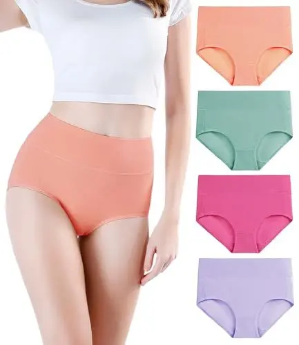 Produktbild: wirarpa Unterhosen Damen Baumwolle Frauen Unterwäsche Hohe Taille Slips Hoher Taillenslip 4er Pack Mehrfarbig Größe 5XL(64/66)