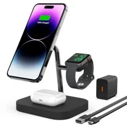 Produktbild: Wireless Charger, Boaraino Magnetische 3 in 1 Kabellose Ladestation Kompatibel mit iPhone 16/16 Pro/16 Pro Max/15/14/13/12, Apple Watch 10/9/8/7/6/SE/5/4/3, AirPods 2/3/4/Pro
