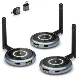 Produktbild: HDMI Wireless, AIMIBO Wireless HDMI Transmitter and 2 Receiver 4K Decoding 5,8G - Übertragen Sie kabellos HD Video über Funkübertragung bis zu 50 M von Laptop, PC, TV Box, Kamera auf TV und Beamer
