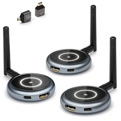 Produktbild: HDMI Wireless, AIMIBO Wireless HDMI Transmitter and 2 Receiver 4K Decoding 5,8G - Übertragen Sie kabellos HD Video über Funkübertragung bis zu 50 M von Laptop, PC, TV Box, Kamera auf TV und Beamer