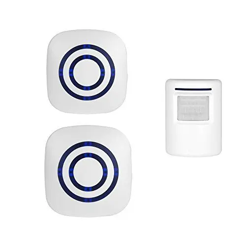 Produktbild: Wireless Home Security Driveway Alarm, Enegg Entry Alert, Visitor Door Bell Chime with 2 Plug-in Receiver and 1 PIR Motion Sensor Detector Alert System, Quality Sound and LED, 38 Melodies