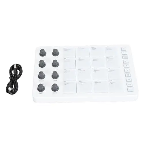 Produktbild: MIDI-Tastatur, Kabelloser MIDI-Controller, USB-Beat-Maker-Maschine, 16 Schlagpads und 8 Drehknöpfe, Tragbares MIDI-Beat-Pad