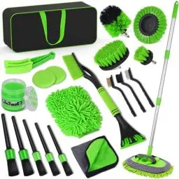 Produktbild: WisaKey 20 PCS Auto Reinigungsset Innenraum Aussen, Autopflege Set mit Autowaschbürste, Detailing Pinsel, Felgenbürste, Mikrofasertücher, Waschhandschuh, Auto Reinigung Set für Motor Auto Trucks