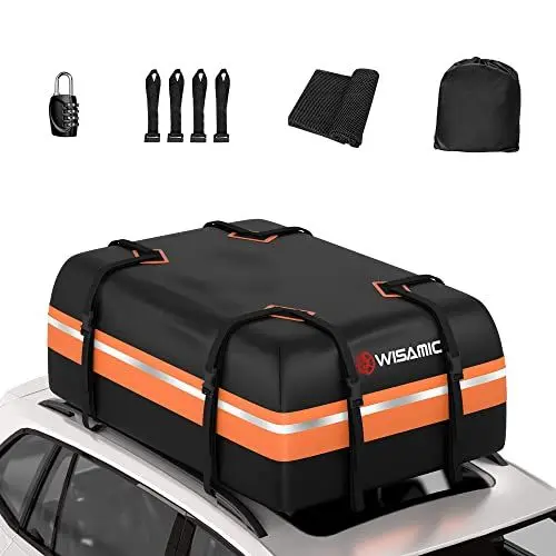 Produktbild: Wisamic Auto Dachbox 425 Liter Faltbar Dachtasche Wasserdicht Dachkoffer Tragbar Aufbewahrungsbox mit Anti-Rutsch Matte für Auto mit/ohne Reling zu Reisen und Gepäcktransport