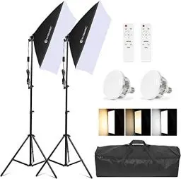 Produktbild: Wisamic Softbox Set Led Foto Fotostudio Stativ Licht Schirm Beleuchtung Kamera Fotografie dimmbar Licht mit 2 X 85W Fotolampen und mit 2 x Faltbare Lampenstativ für YouTube，Tiktok Videoaufnahmen
