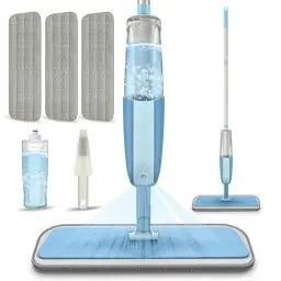 Produktbild: Wischer mit Sprühfunktion, MEXERRIS Sprühwischer Bodenwischer mit Wassertank 360 Grad Rotierender Wischmopp Spray Mop Wischer Boden mit 3 Waschbaren Mikrofaser Pads für alle Böden