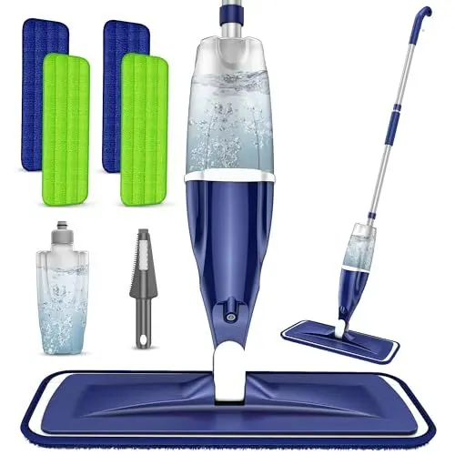 Produktbild: Wischer mit Sprühfunktion Spray Mop - EXEGO Sprühwischer Bodenwischer für die Bodenreinigung mit 4 Waschbare Pads Wischmopp Spray Floor Mop Wischer Boden Wischmopp für Laminat-Holz-Fliesen-Hartholz