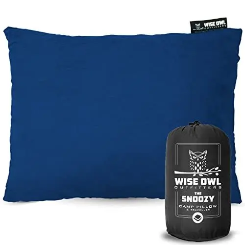 Produktbild: Wise Owl Outfitters Reisekissen (30x40cm) - Outdoor Kopfkissen aus Memory Foam - Camping Kissen - Nackenkissen für Flugzeug, Auto, Zug - Kompaktes Reisekopfkissen - Camping Zubehör (Blau)