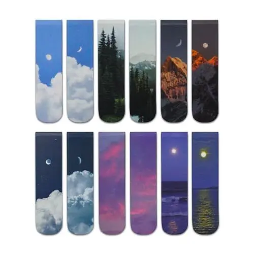 Produktbild: WisePoint 12PCS Buch-Markierungen, Landschaft magnetische Lesezeichen, Magnet Lesezeichen Clips Buch-Markierungen zum Lesen, Ästhetisches Lesezeichen (Stil1)