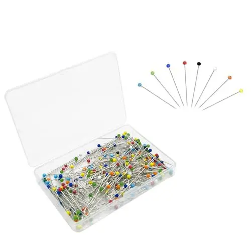 Produktbild: WisePoint 250pcs Nähstifte, 1.5inch Glaskopf Pins mit farbigem Kugelglas Kopf, Metall, Modern, Silber