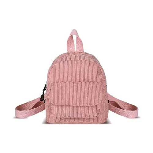 Produktbild: WisePoint Frauen Mode Rucksäcke, Cord Mini Rucksack Geldbörse Kleine Rucksäcke für Frauen und Mädchen, Stilvolle Kleiner Rucksack für Dating, Arbeiten (pink)